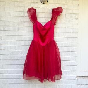Handmade Red Organza Party Dress